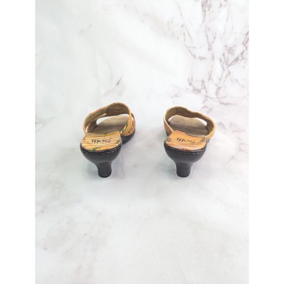 Sofft Heels Women 9.5 M Orange Leather Kitten Criss Cross Open Toe Shoe Tropical - Picture 5 of 11